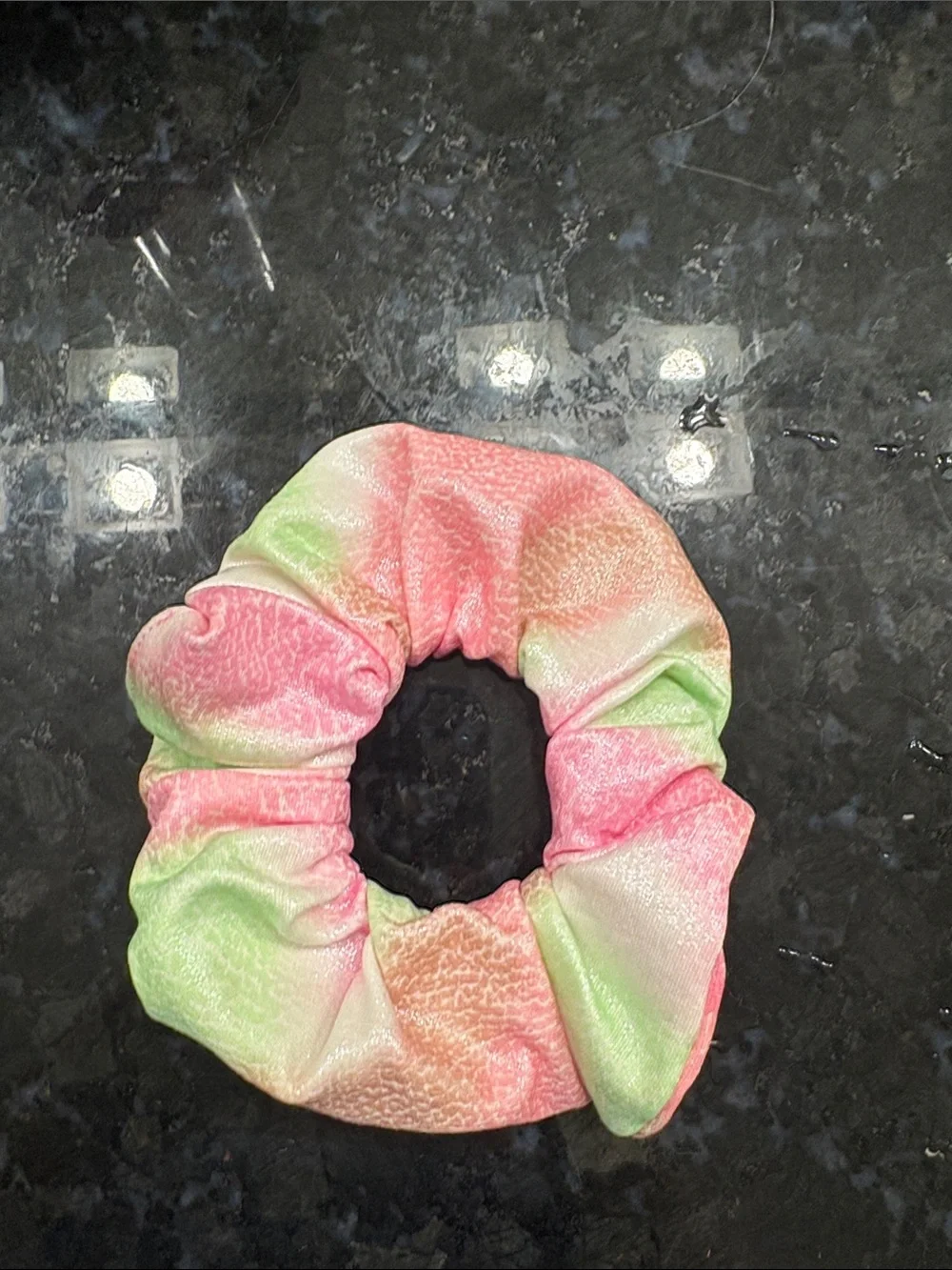 Pastel Tie-Dye Velvet Scrunchie - Pink & Green